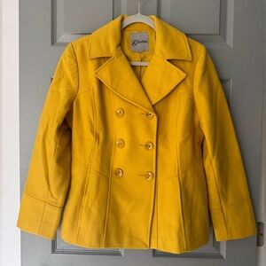 GUESS Yellow Double Breasted Blazer Style Peacoat